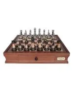 Metal chess set with marble board