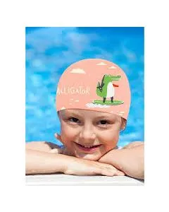 Fun Printed Silicone Swim Cap for Kids
