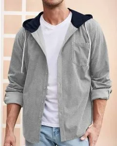 Men Hooded Sweatshirt with Patch Pocket