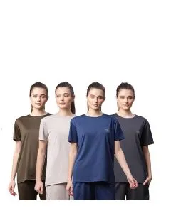 VIMAL JONNEY Solid Round Neck Polyester Lycra Half Sleeves Tshirt for Women-VIMAL55452
